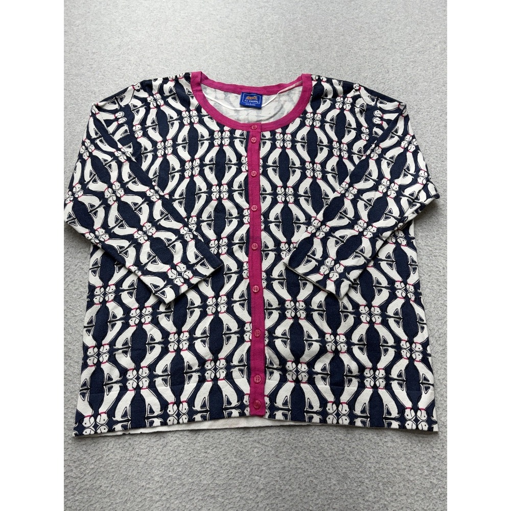 Le Tigre Cardigan Sweater Womens L Multicolor Fun Dog Print Knit Button Front - Picture 5 of 13